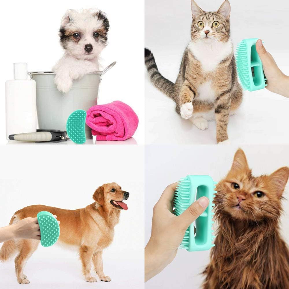 Soft Silicone Grooming Brush for Dogs and Cats - Versatile Bath and Massage Tool for Short or Long Hair, Teal