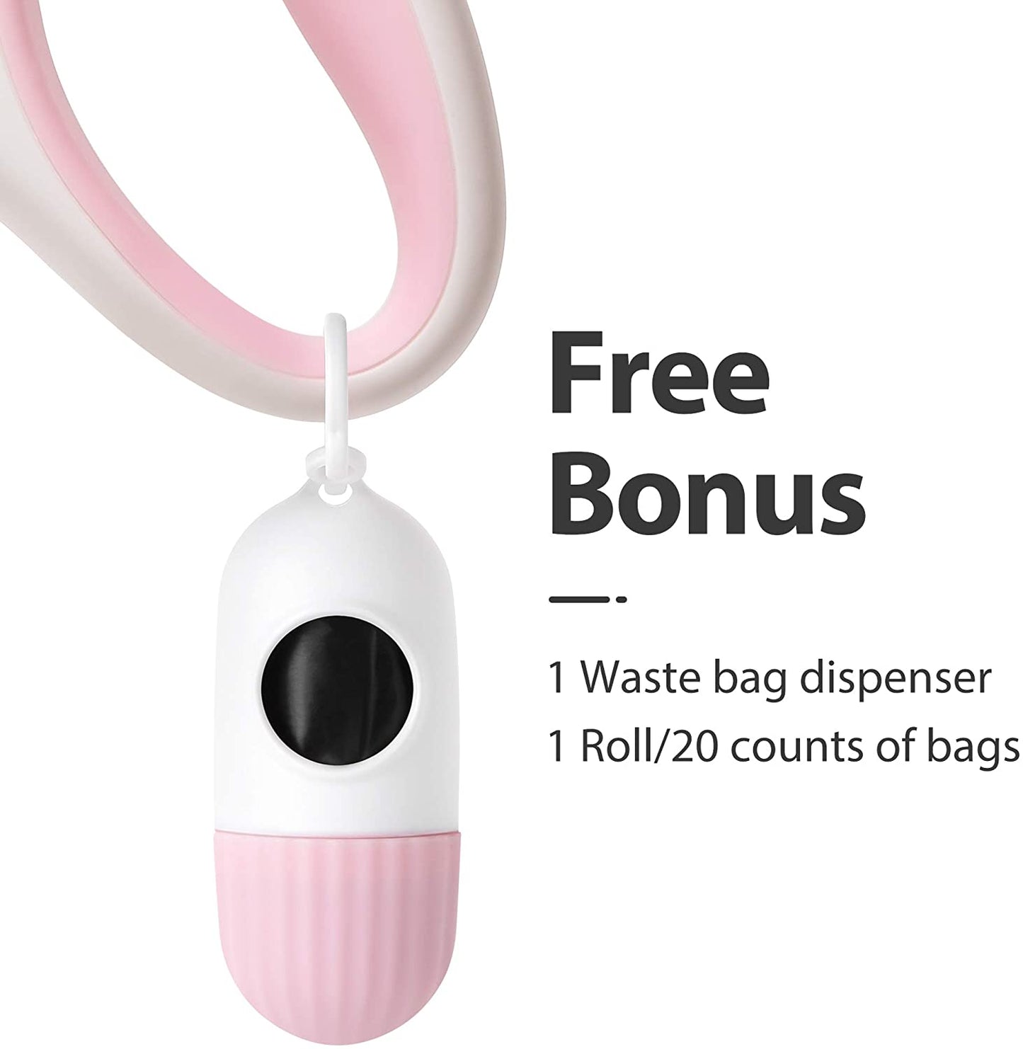 Retractable Dog Leash with Integrated Dispenser and Waste Bags, 10 Ft Leash for Extra Small Dogs or Cats up to 18 Lbs, Anti-Slip Handle, Tangle-Free Design, Reflective Nylon Tape (XS, White)