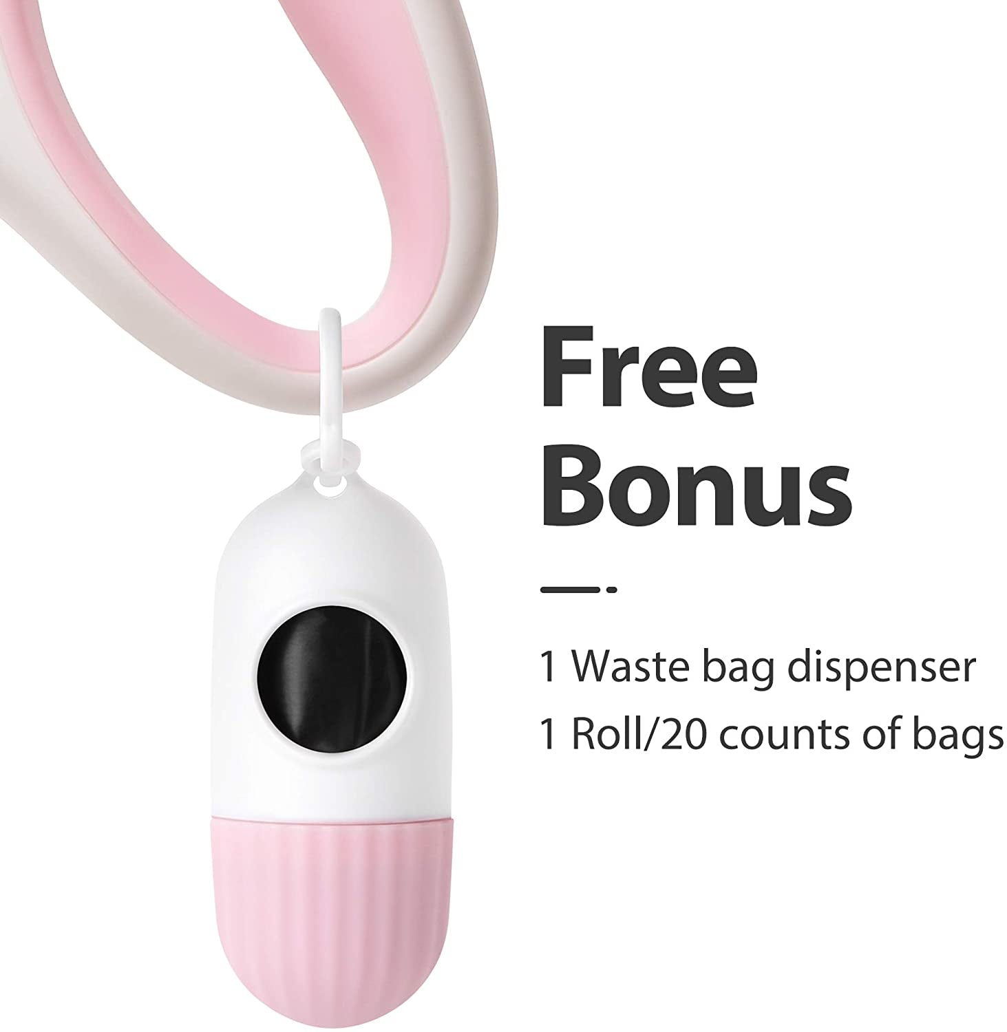 Retractable Dog Leash with Integrated Dispenser and Waste Bags, 10 Ft Leash for Extra Small Dogs or Cats up to 18 Lbs, Anti-Slip Handle, Tangle-Free Design, Reflective Nylon Tape (XS, White)