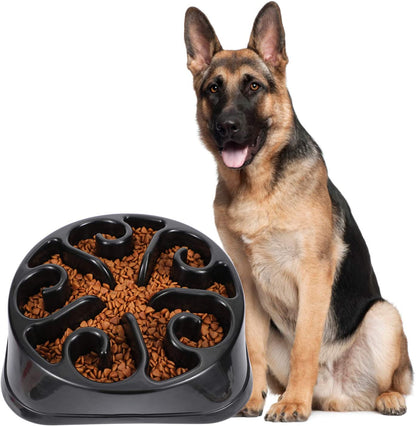 Large Anti-Gulping Slow Feeder Bowl for Large Dogs, Eco-Friendly Design (Black)