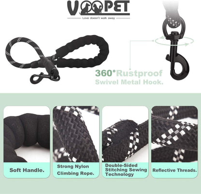 Durable 2/5 FT Dog Leash with Padded Handle and Reflective Threads for Enhanced Control, Ideal for Training and Outdoor Activities with Small to Large Breeds