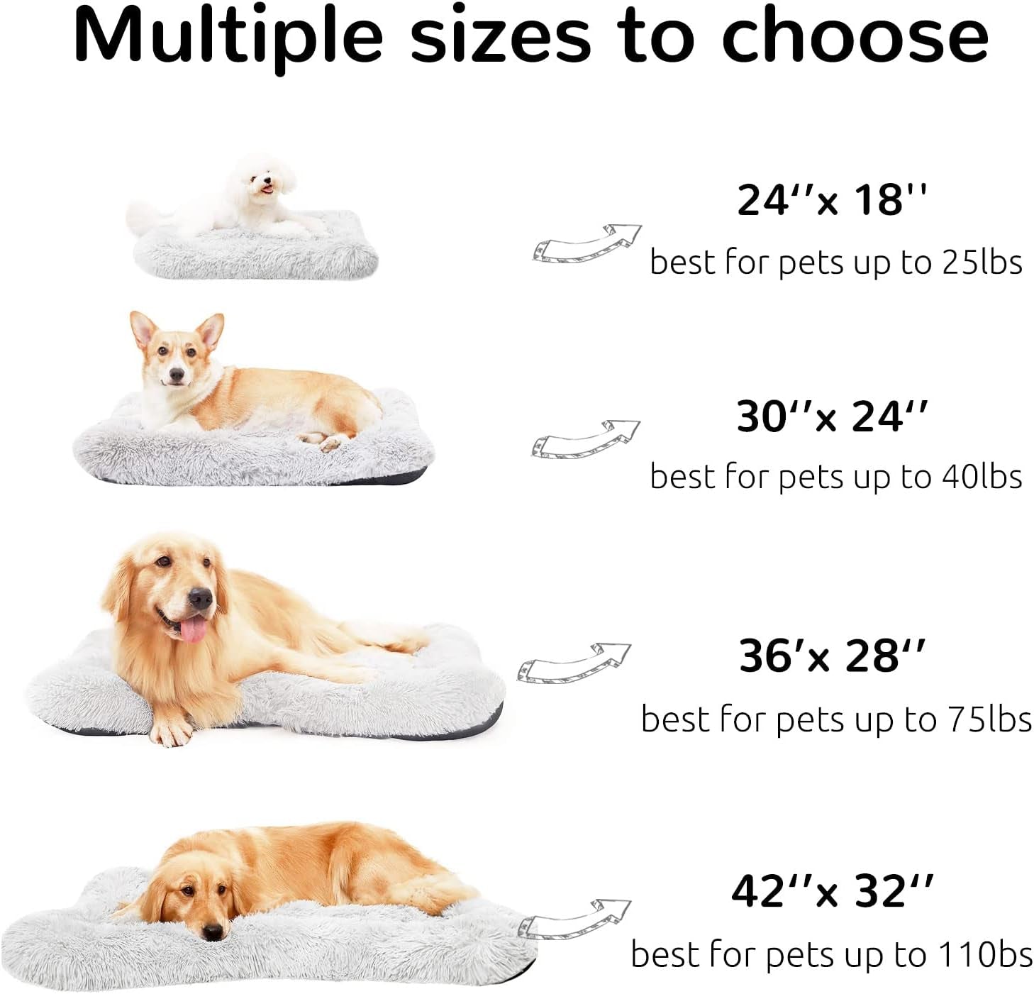 Calming Crate Pads for Large Dogs - Machine Washable Grey Medium Dog Crate Bed Mats