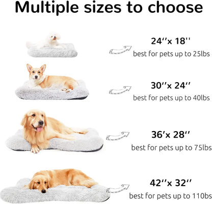 Calming Crate Pads for Large Dogs - Machine Washable Grey Medium Dog Crate Bed Mats