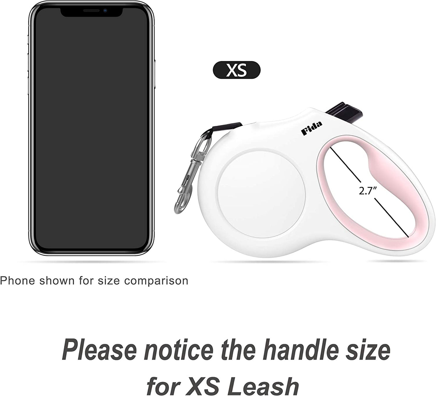 Retractable Dog Leash with Integrated Dispenser and Waste Bags, 10 Ft Leash for Extra Small Dogs or Cats up to 18 Lbs, Anti-Slip Handle, Tangle-Free Design, Reflective Nylon Tape (XS, White)