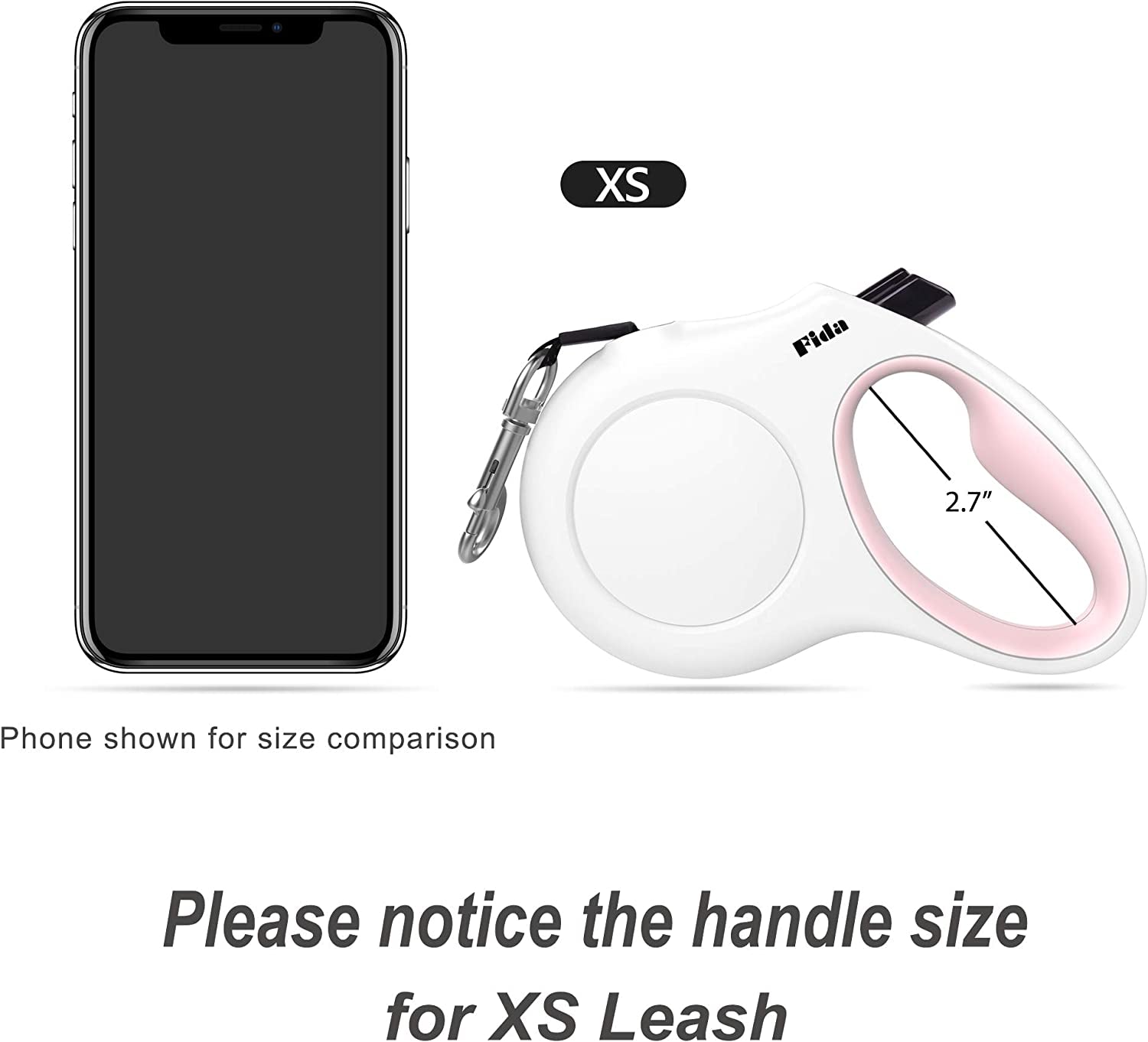 Retractable Dog Leash with Integrated Dispenser and Waste Bags, 10 Ft Leash for Extra Small Dogs or Cats up to 18 Lbs, Anti-Slip Handle, Tangle-Free Design, Reflective Nylon Tape (XS, White)