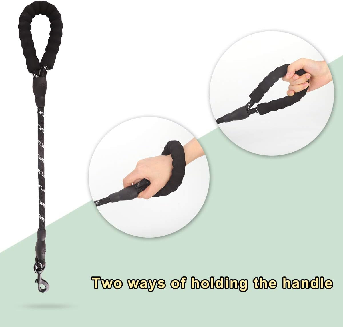 Durable 2/5 FT Dog Leash with Padded Handle and Reflective Threads for Enhanced Control, Ideal for Training and Outdoor Activities with Small to Large Breeds