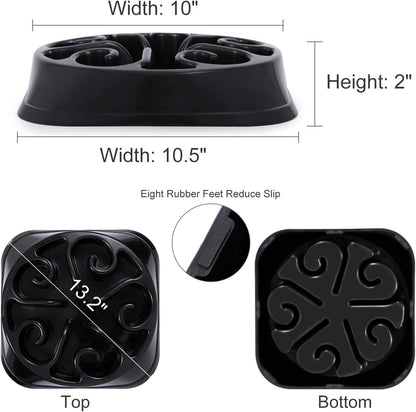 Large Anti-Gulping Slow Feeder Bowl for Large Dogs, Eco-Friendly Design (Black)