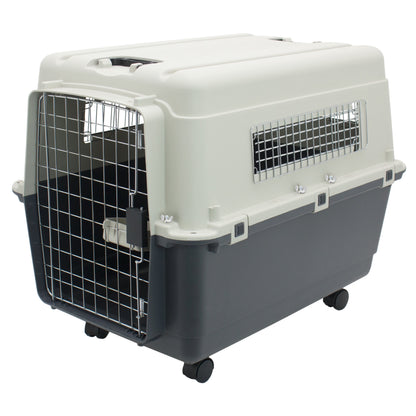 Large Airline-Approved Plastic Dog Kennel with Wheels