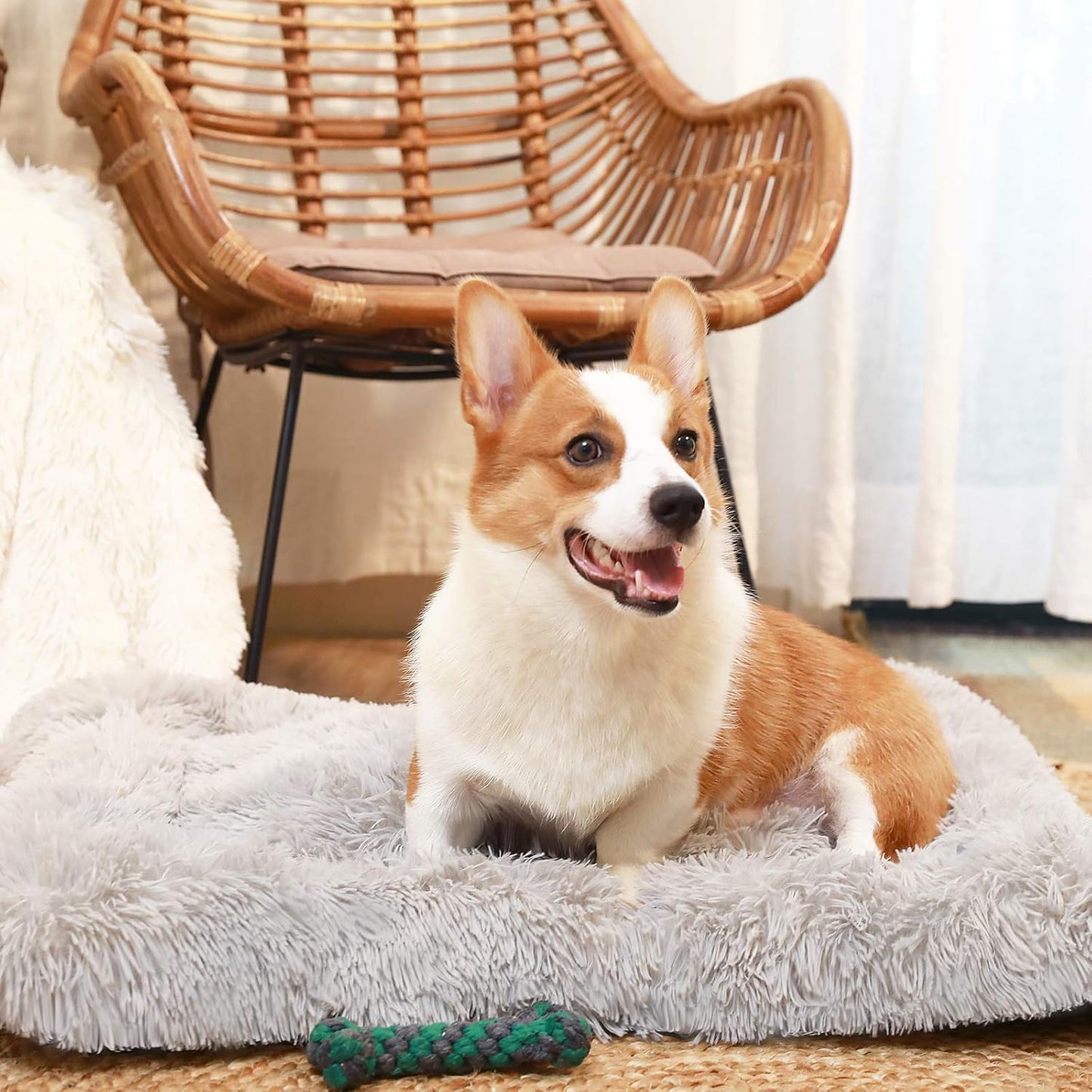 Calming Crate Pads for Large Dogs - Machine Washable Grey Medium Dog Crate Bed Mats