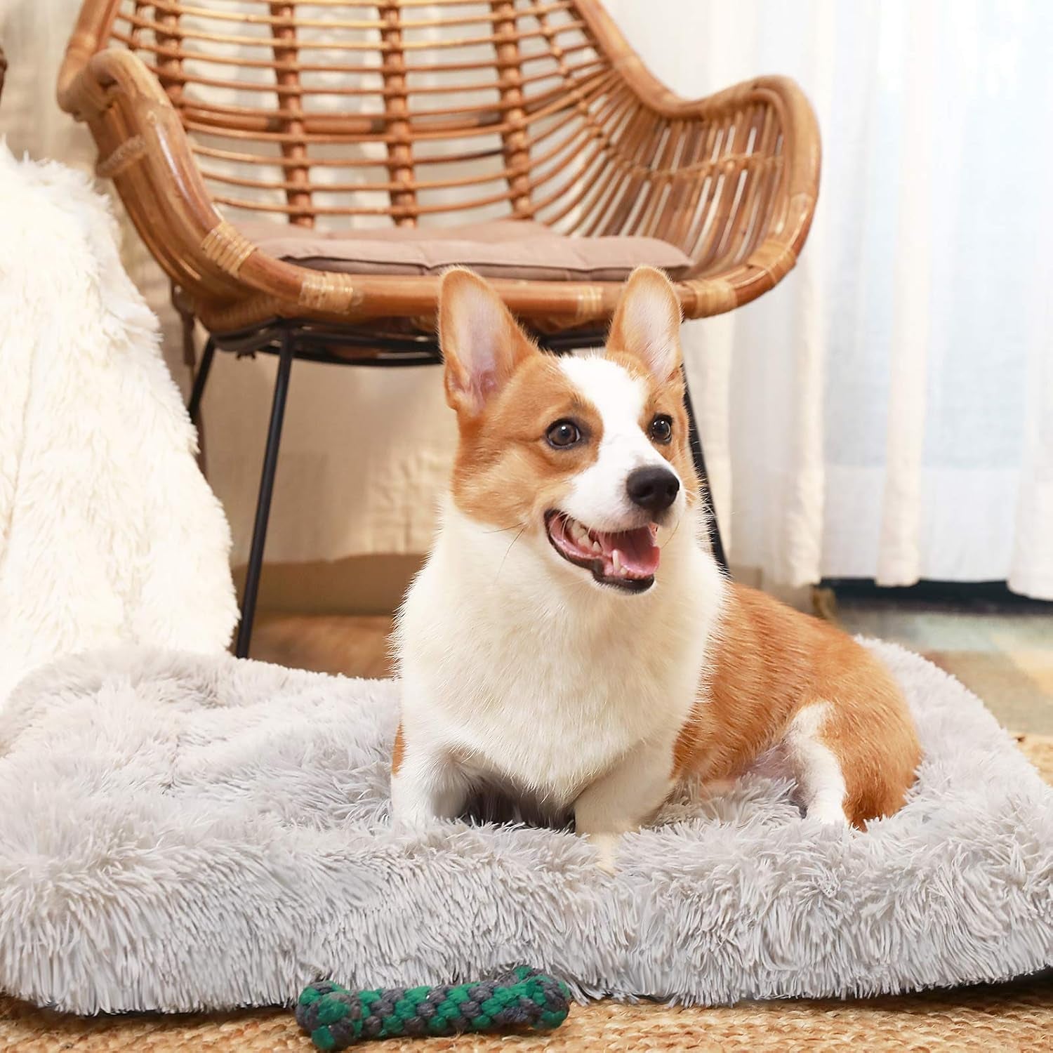 Calming Crate Pads for Large Dogs - Machine Washable Grey Medium Dog Crate Bed Mats