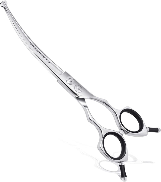 Curved Dog Grooming Scissors with Safety Round Tips, 6.5 Inch Lightweight Design, Blunt Tip for Safe Use