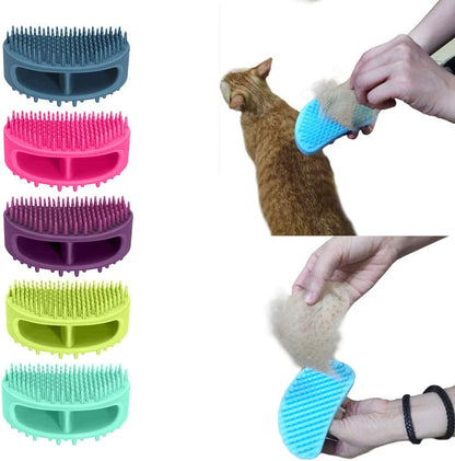 Soft Silicone Grooming Brush for Dogs and Cats - Versatile Bath and Massage Tool for Short or Long Hair, Teal