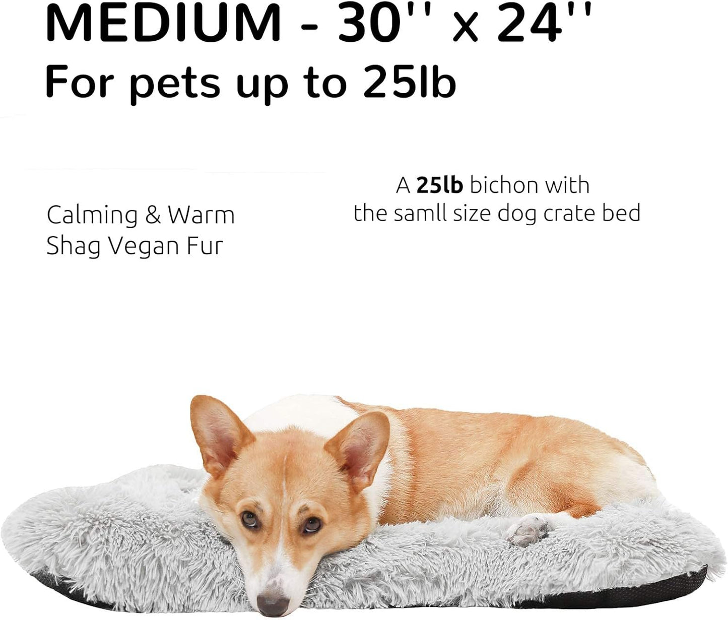 Calming Crate Pads for Large Dogs - Machine Washable Grey Medium Dog Crate Bed Mats