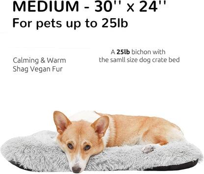 Calming Crate Pads for Large Dogs - Machine Washable Grey Medium Dog Crate Bed Mats