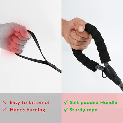 Durable 2/5 FT Dog Leash with Padded Handle and Reflective Threads for Enhanced Control, Ideal for Training and Outdoor Activities with Small to Large Breeds