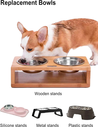 Stainless Steel Small Dog Food Bowls - Set of 2 (5.4 in Outer Diameter, 1.3 Cup Capacity) for Raised Feeding Stations