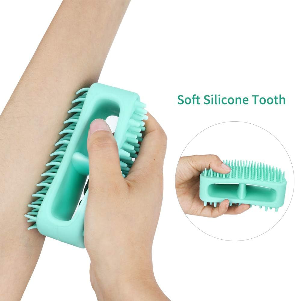 Soft Silicone Grooming Brush for Dogs and Cats - Versatile Bath and Massage Tool for Short or Long Hair, Teal