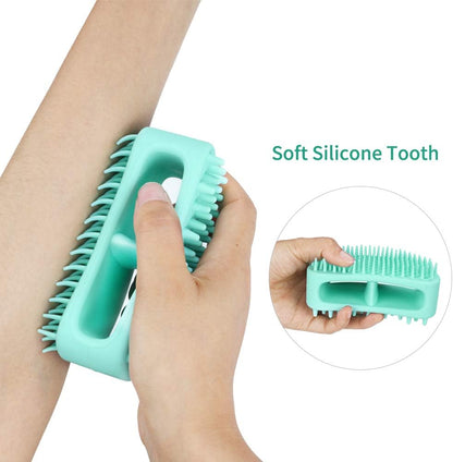 Soft Silicone Grooming Brush for Dogs and Cats - Versatile Bath and Massage Tool for Short or Long Hair, Teal