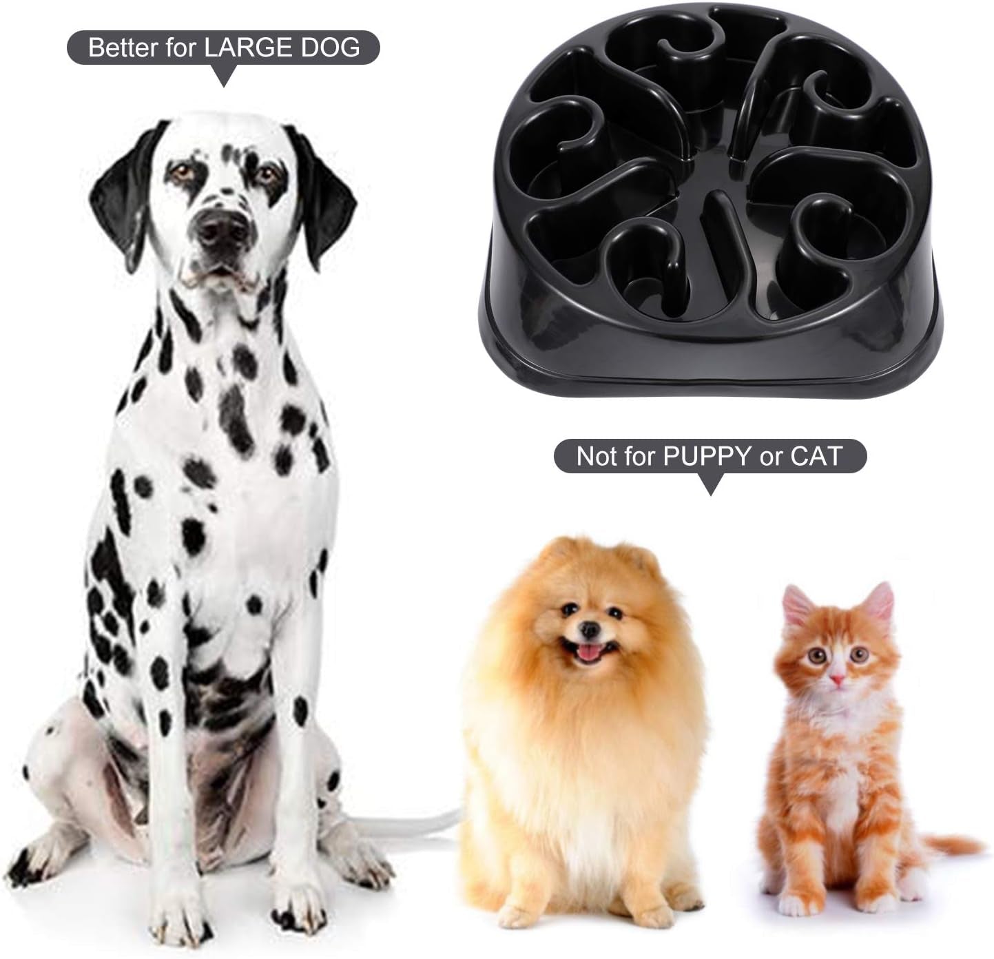 Large Anti-Gulping Slow Feeder Bowl for Large Dogs, Eco-Friendly Design (Black)